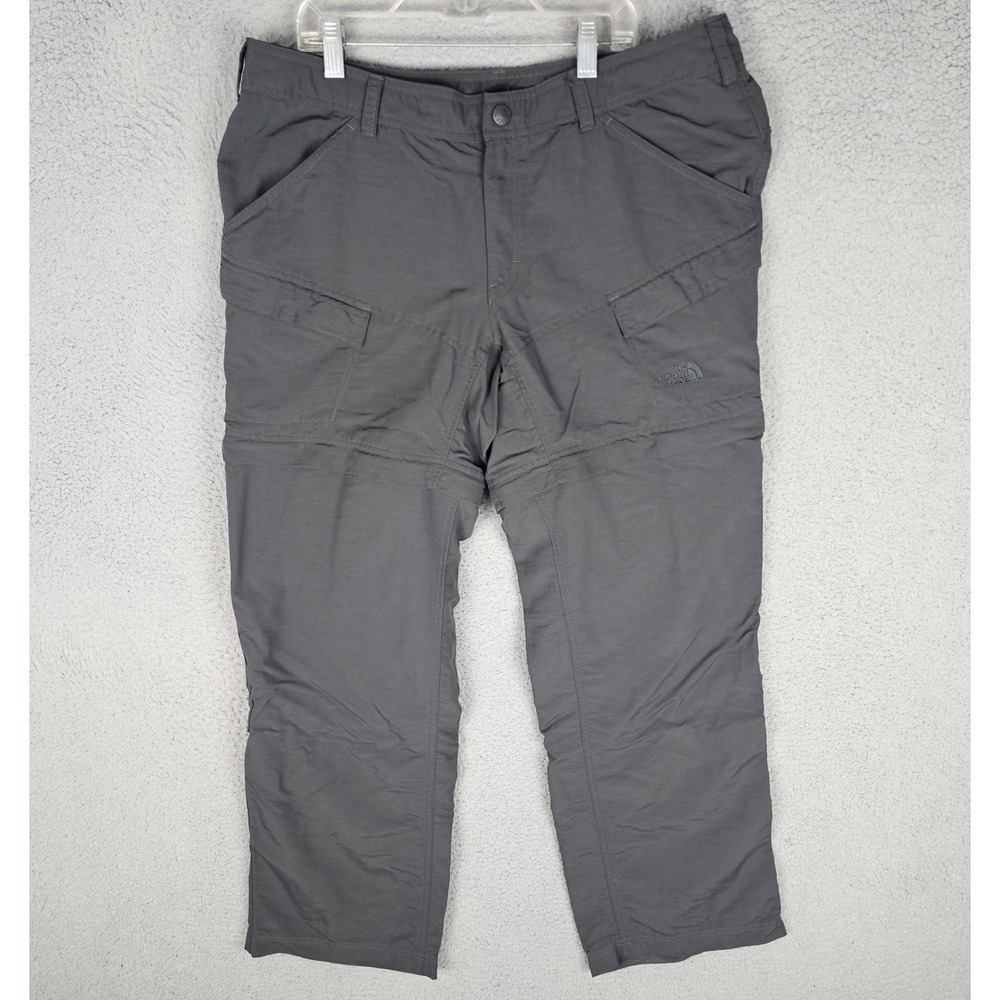 The North Face Convertible Pants Womens 14 Gray Paramount Hiking Cargo Zip Off